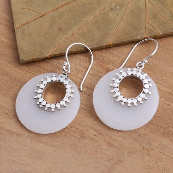 Alternate image for Round Sterling Silver and Resin Dangle Earrings Celuk Discs