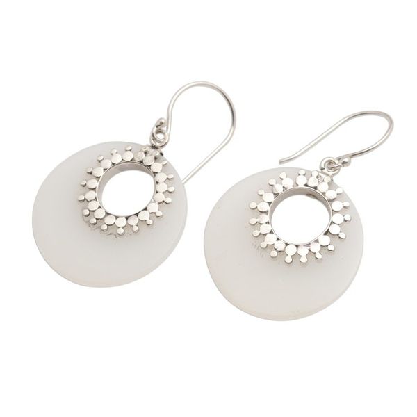 Alternate image for Round Sterling Silver and Resin Dangle Earrings Celuk Discs