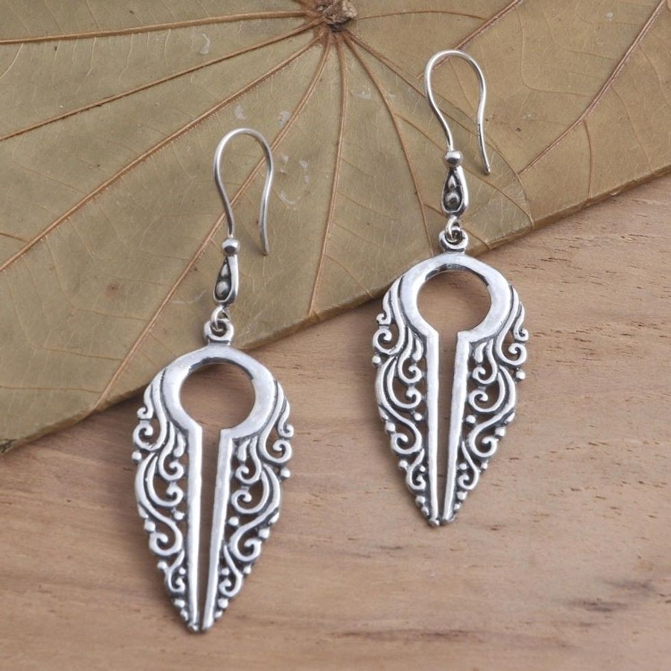 Keyhole Shaped Sterling Silver Dangle Earrings 'Keyhole'