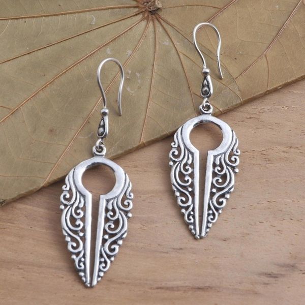 Alternate image for Keyhole Shaped Sterling Silver Dangle Earrings Keyhole