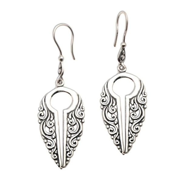 Alternate image for Keyhole Shaped Sterling Silver Dangle Earrings Keyhole