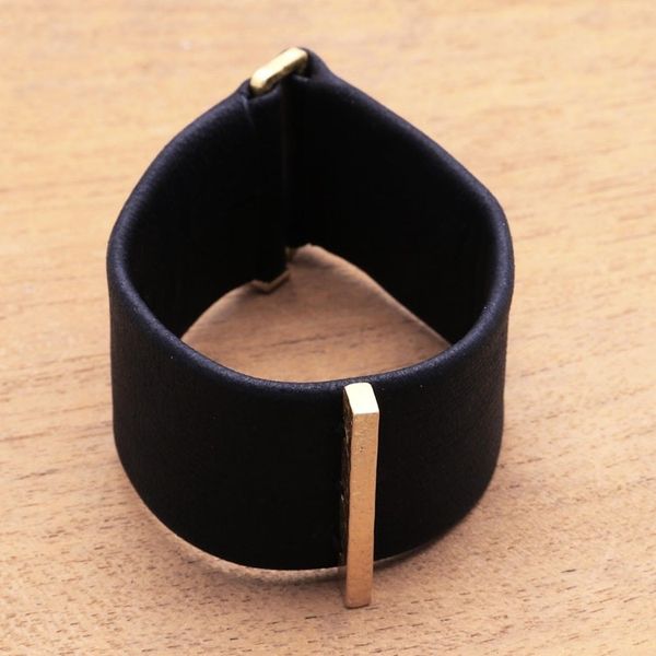 Alternate image for Leather and Brass Wristband Bracelet from Bali Contemporary Line