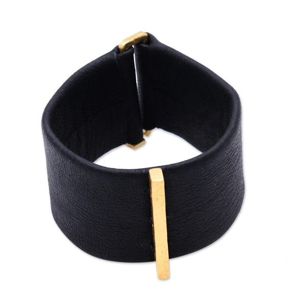 Alternate image for Leather and Brass Wristband Bracelet from Bali Contemporary Line