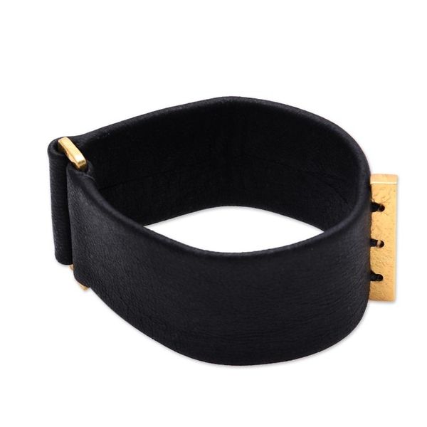 Alternate image for Leather and Brass Wristband Bracelet from Bali Contemporary Line
