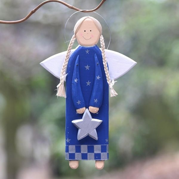 Alternate image for Blue Wood Angel with a Star in Holiday Decor from Bali Star Angel in Blue