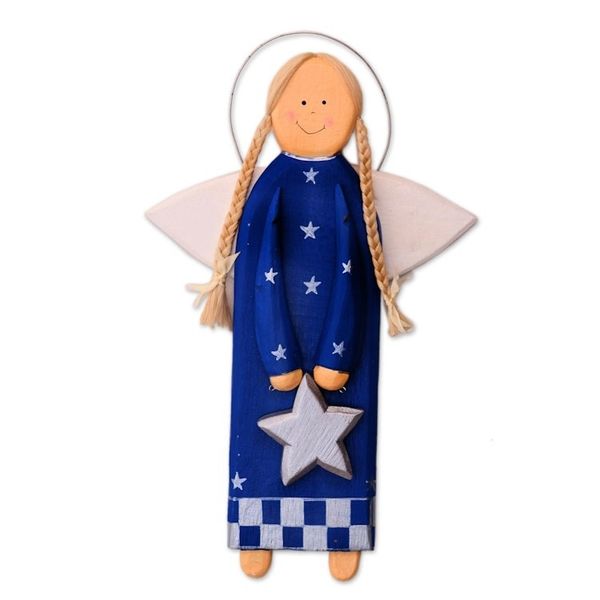 Alternate image for Blue Wood Angel with a Star in Holiday Decor from Bali Star Angel in Blue
