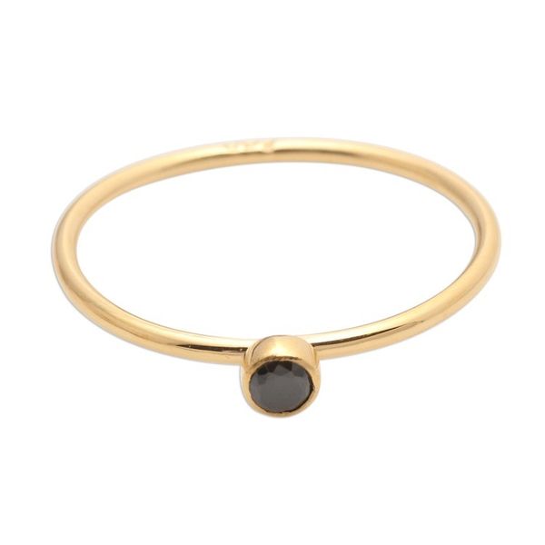 Alternate image for Onyx Solitaire Ring in 18k Gold Plated Sterling Silver Subtly Sweet