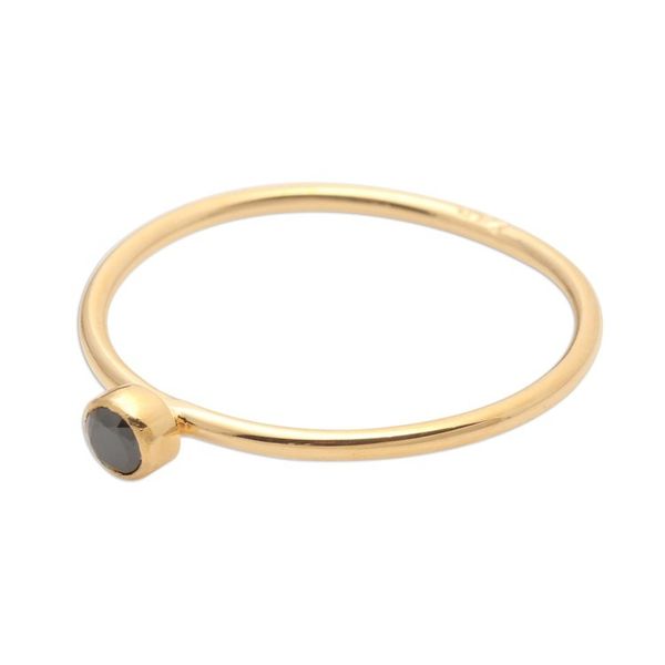 Alternate image for Onyx Solitaire Ring in 18k Gold Plated Sterling Silver Subtly Sweet