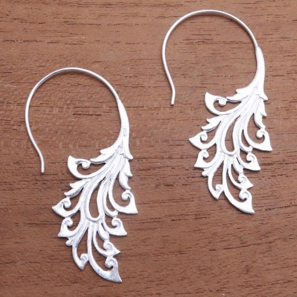 Alternate image for Swirling Sterling Silver Half-Hoop Earrings from Bali Swirling Enchantment