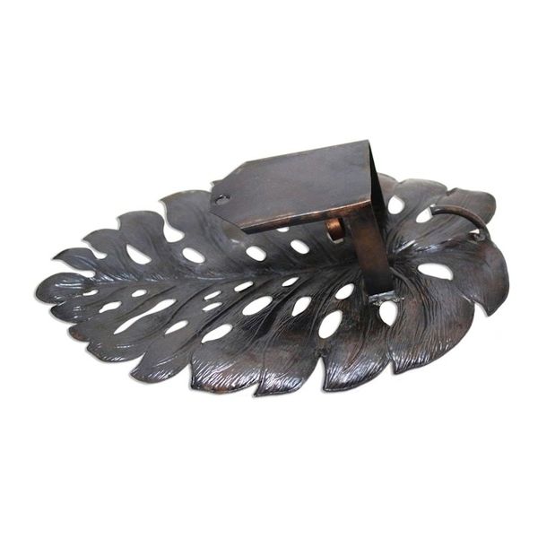 Alternate image for Leaf-Shaped Copper Wall Sconce from Java Stylized Leaf