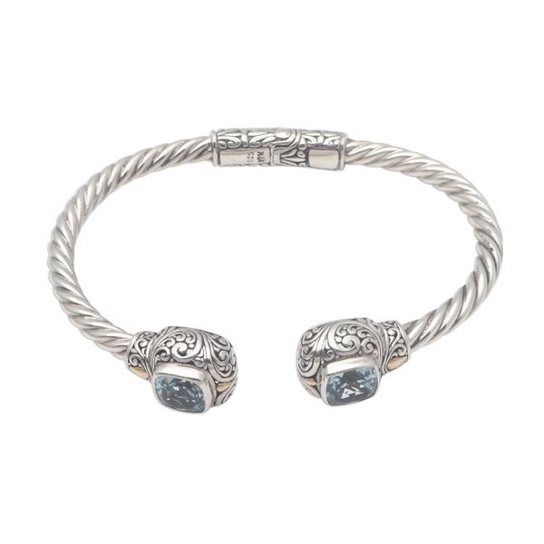 Alternate image for Gold Accented Rope Pattern Blue Topaz Cuff Bracelet Twin Lagoons