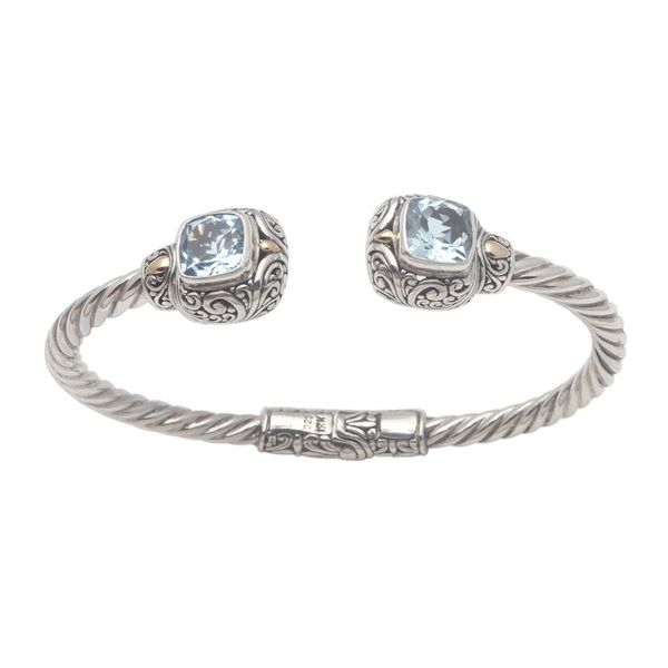 Alternate image for Gold Accented Rope Pattern Blue Topaz Cuff Bracelet Twin Lagoons