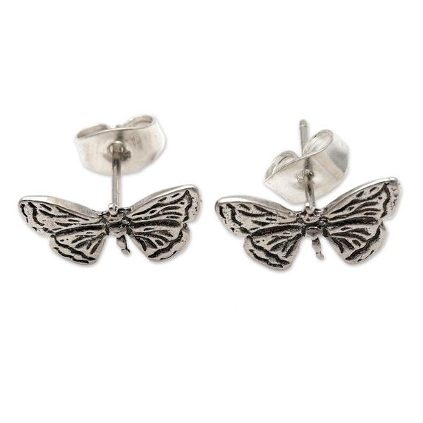 Alternate image for Sterling Silver Butterfly Wing Stud Earrings from Bali Pretty Wings