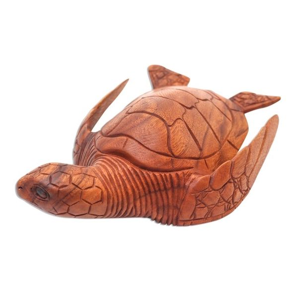 Alternate image for Artisan Hand Carved Sea Turtle Sculpture Elegant Sea Turtle