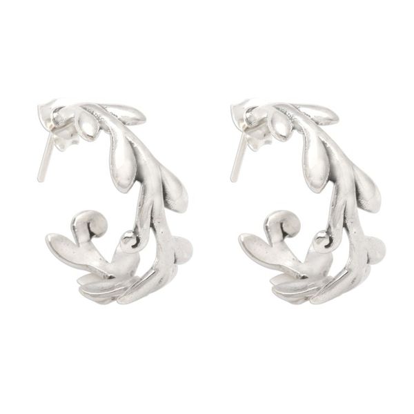 Alternate image for Sterling Silver Rice Stalk Half-Hoop Earrings Rice Garland