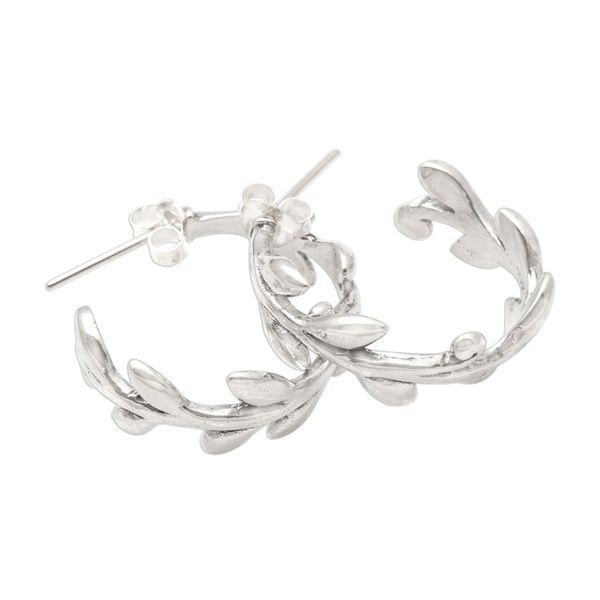 Alternate image for Sterling Silver Rice Stalk Half-Hoop Earrings Rice Garland