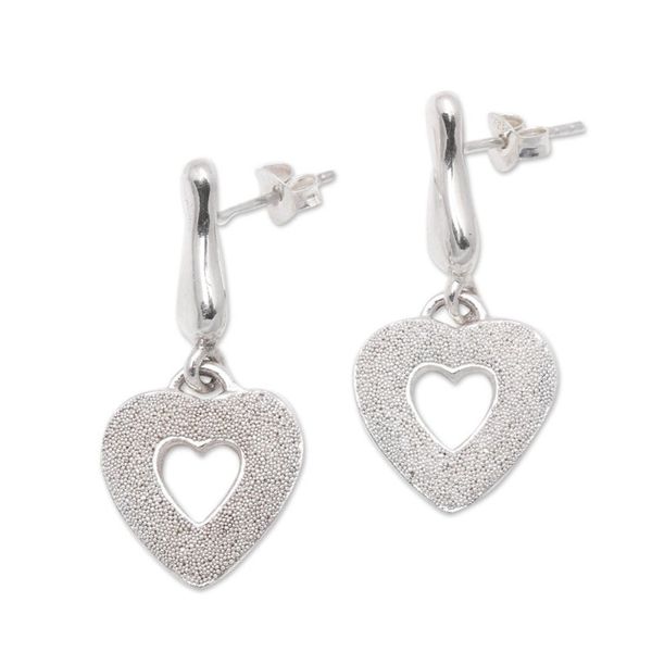 Alternate image for Glittering Sterling Silver Heart Earrings from Bali Love Sparkle