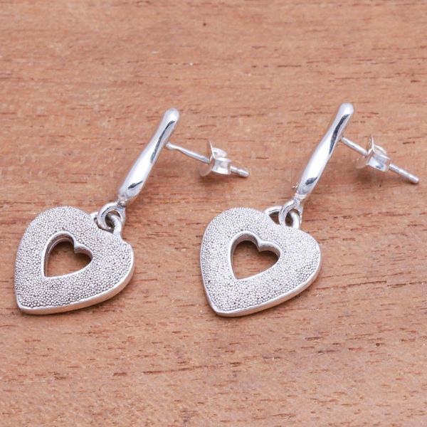 Alternate image for Glittering Sterling Silver Heart Earrings from Bali Love Sparkle