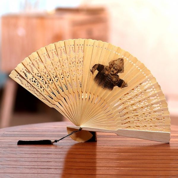 Alternate image for Baris Dance Mahogany Wood Hand Fan from Bali Baris Dance