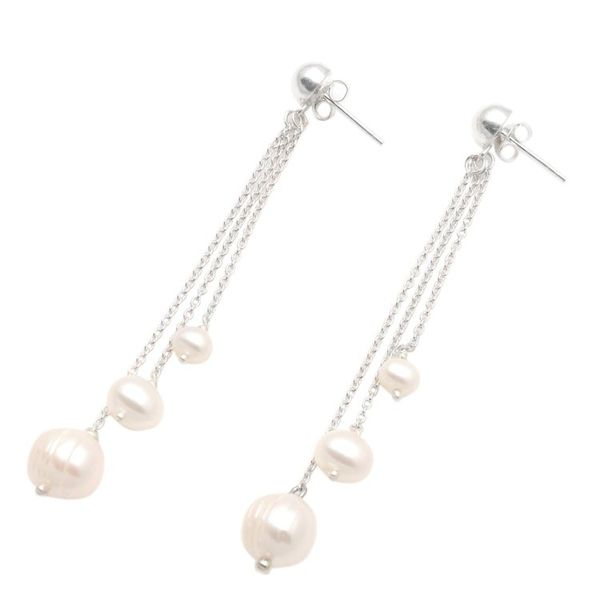 Alternate image for Cultured Pearl Trio Dangle Earrings from Bali Glowing Peace