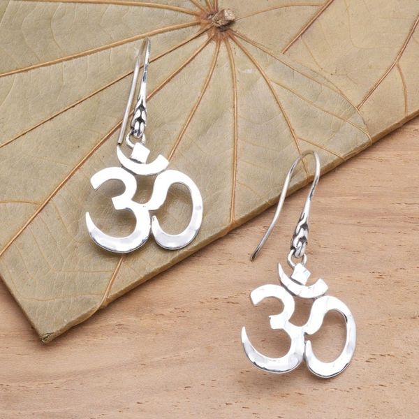 Alternate image for Handcrafted Sterling Silver Hindu Omkara Earrings Dharma