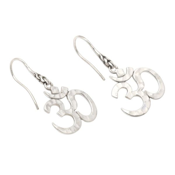 Alternate image for Handcrafted Sterling Silver Hindu Omkara Earrings Dharma