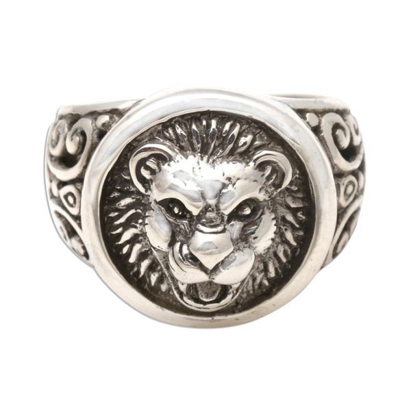 Alternate image for Mens Sterling Silver Lion Ring from Bali Lion Strength