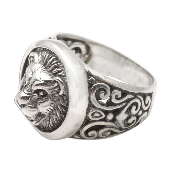 Alternate image for Mens Sterling Silver Lion Ring from Bali Lion Strength