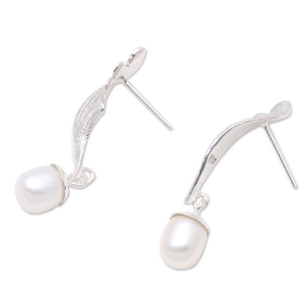 Alternate image for Wing-Shaped Cultured Pearl Dangle Earrings from Bali Heavenly Plumes