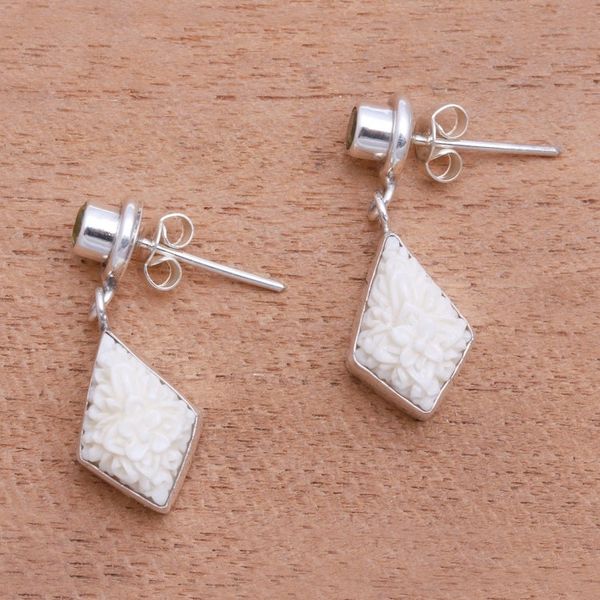 Alternate image for Floral Peridot Dangle Earrings from Java Flower Kites