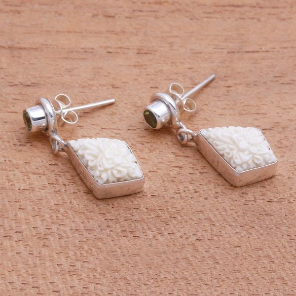 Alternate image for Floral Peridot Dangle Earrings from Java Flower Kites