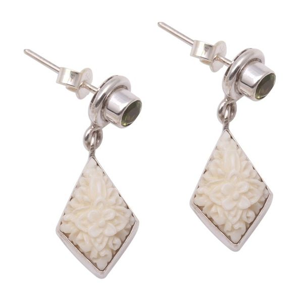 Alternate image for Floral Peridot Dangle Earrings from Java Flower Kites