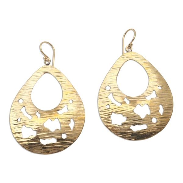 Alternate image for Abstract Drop Brass Dangle Earrings from Bali Abstract Dew