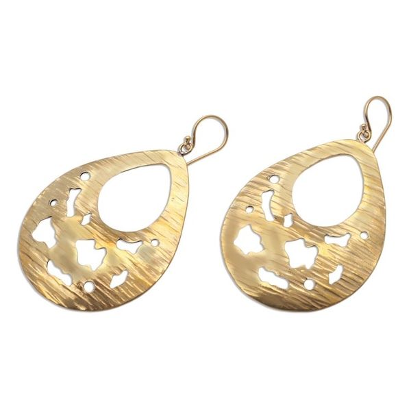 Alternate image for Abstract Drop Brass Dangle Earrings from Bali Abstract Dew
