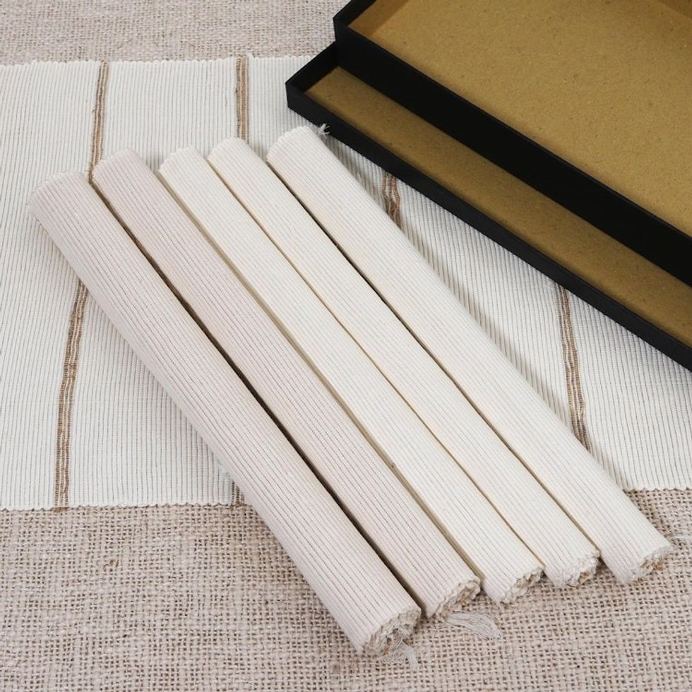 Handmade Natural Fiber and Cotton Placemats Set of 6 'Natural Table'