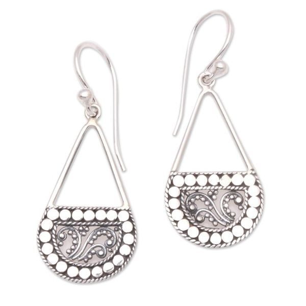 Alternate image for Dot Pattern Sterling Silver Dangle Earrings from Bali Dot Fashion