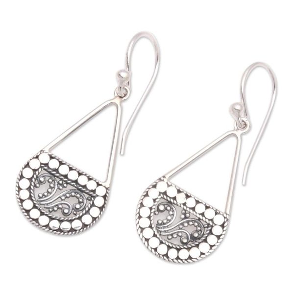Alternate image for Dot Pattern Sterling Silver Dangle Earrings from Bali Dot Fashion