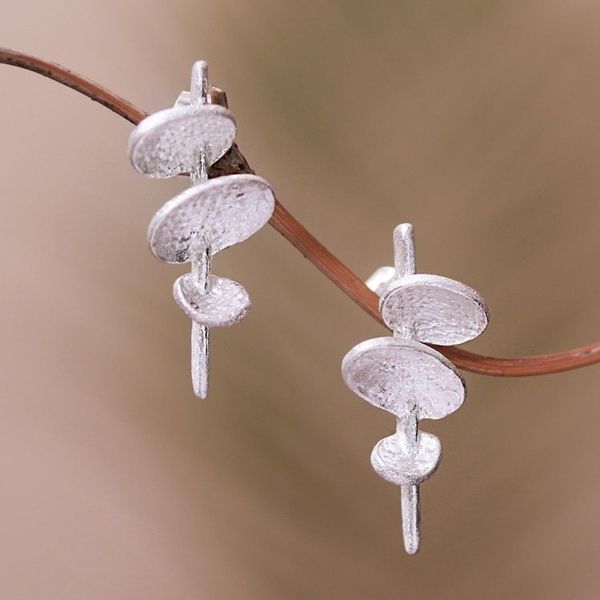 Alternate image for Abstract Modern Sterling Silver Drop Earrings from Bali Contemporary Forms