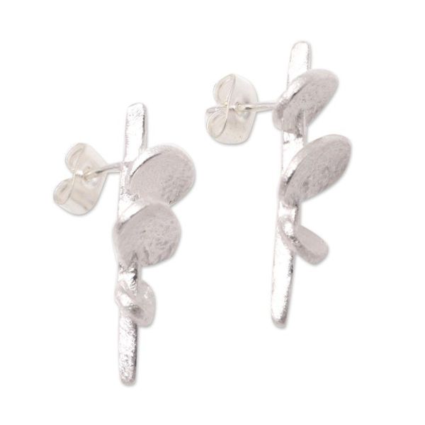 Alternate image for Abstract Modern Sterling Silver Drop Earrings from Bali Contemporary Forms
