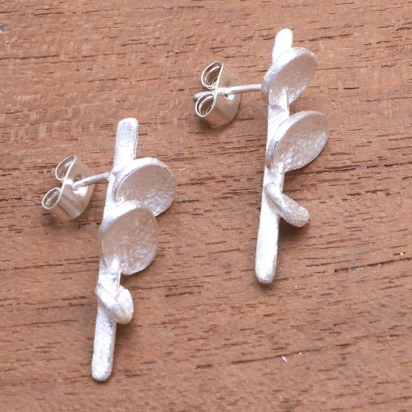 Alternate image for Abstract Modern Sterling Silver Drop Earrings from Bali Contemporary Forms