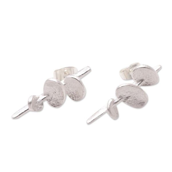 Alternate image for Abstract Modern Sterling Silver Drop Earrings from Bali Contemporary Forms