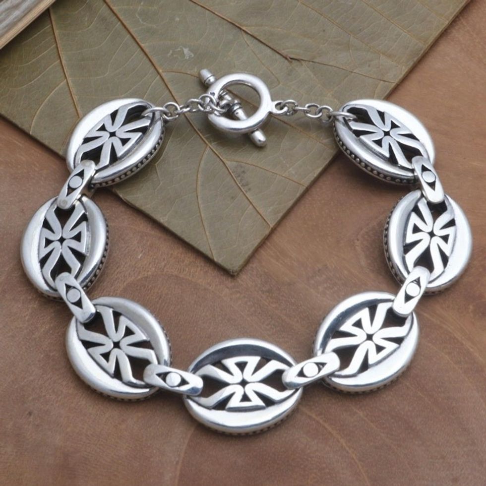 Sterling Silver Link Bracelet from Bali 'Rule Brittania'