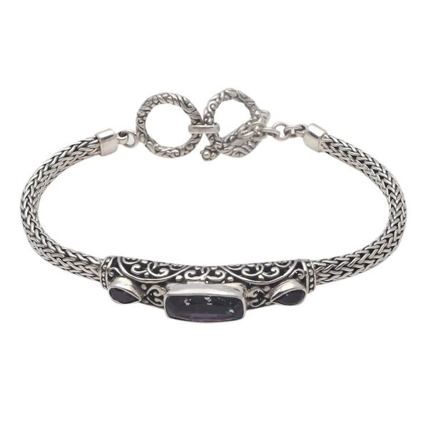 Alternate image for Faceted Amethyst Pendant Bracelet Crafted in Bali Splendid Bali