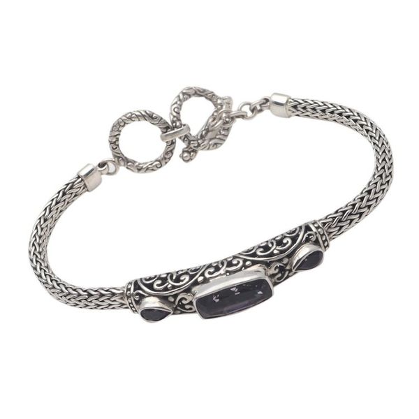 Alternate image for Faceted Amethyst Pendant Bracelet Crafted in Bali Splendid Bali