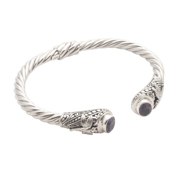 Alternate image for Amethyst Cuff Bracelet with Dragonfly Motif Perched Dragonfly