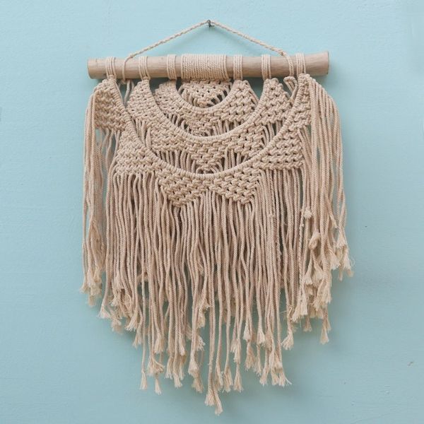 Alternate image for Hand-Knotted Cotton Wall Hanging with Fringe from Bali Tegalalang Sunrise