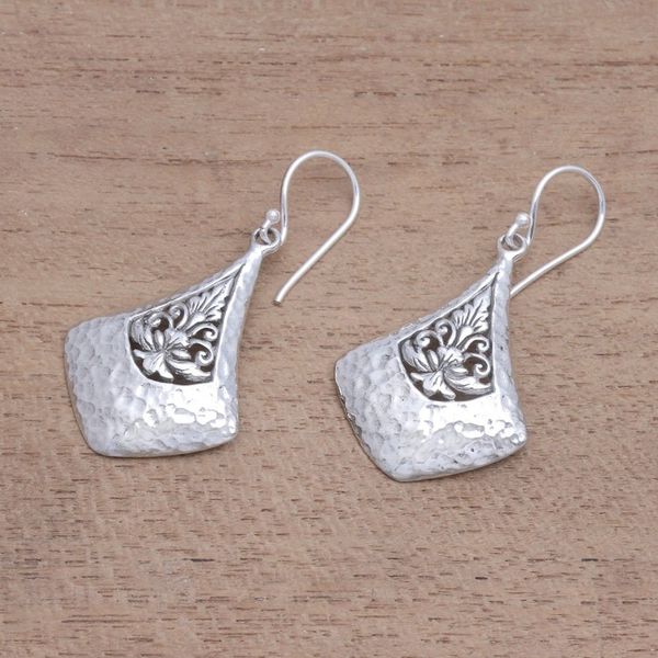 Alternate image for Kit-Shaped Sterling Silver Dangle Earrings from Bali Floral Kites
