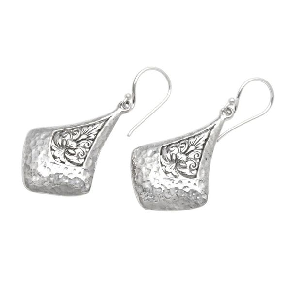 Alternate image for Kit-Shaped Sterling Silver Dangle Earrings from Bali Floral Kites