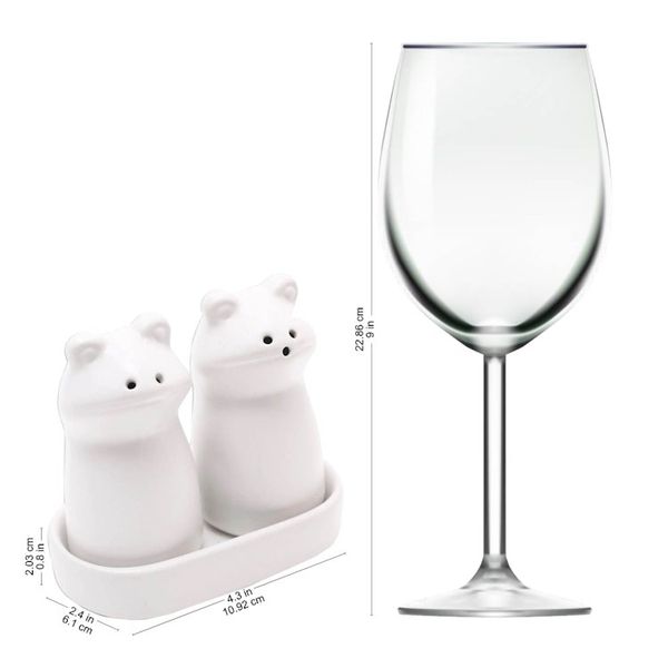 Alternate image for Matte White Ceramic Frog Salt and Pepper Shakers with Tray Fanciful Frogs in White
