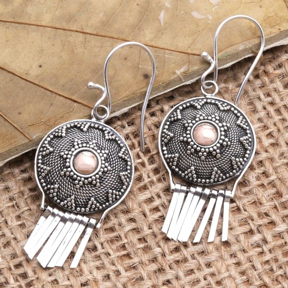 Gold-Accented Sterling Silver Dangle Earrings 'Balinese Musical'